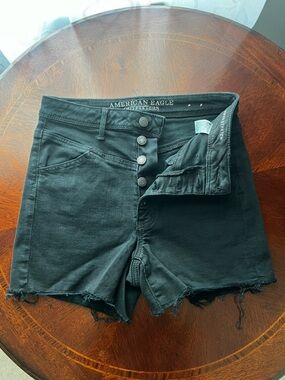 American Eagle Outfitters Black Button-Fly Denim Shorts, Size 8